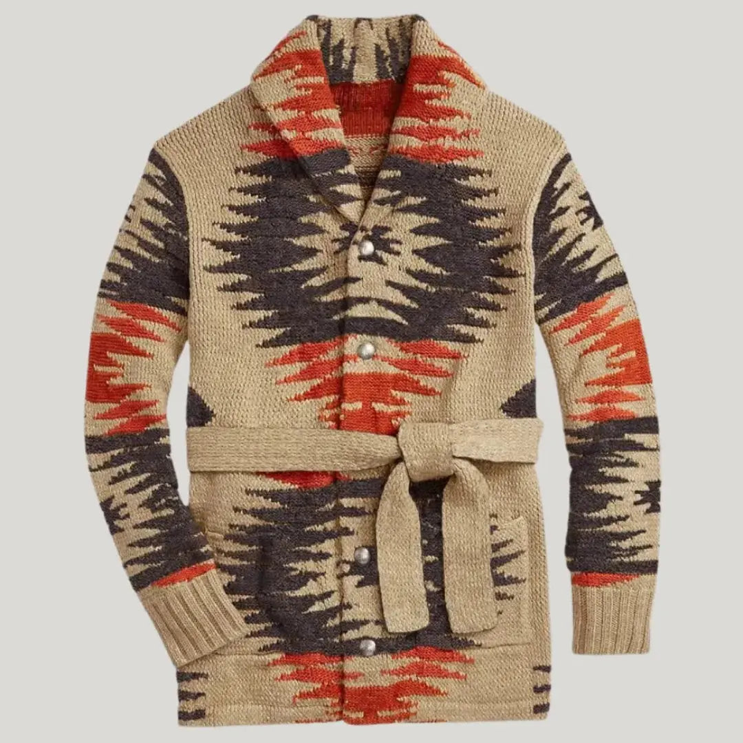 Jacquard Wool Cardigan for Men XL