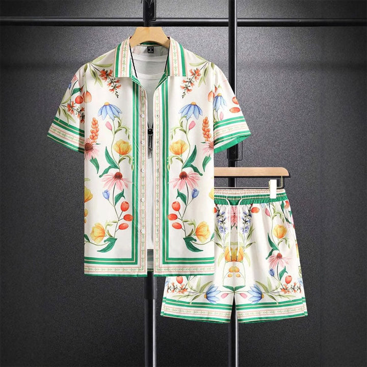 Men's Floral Print Shirt and Shorts Set-MODAUTLET