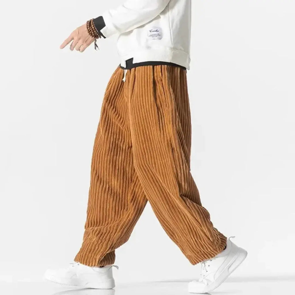 Loose Fit Corduroy Pants for Comfort and Style Khaki