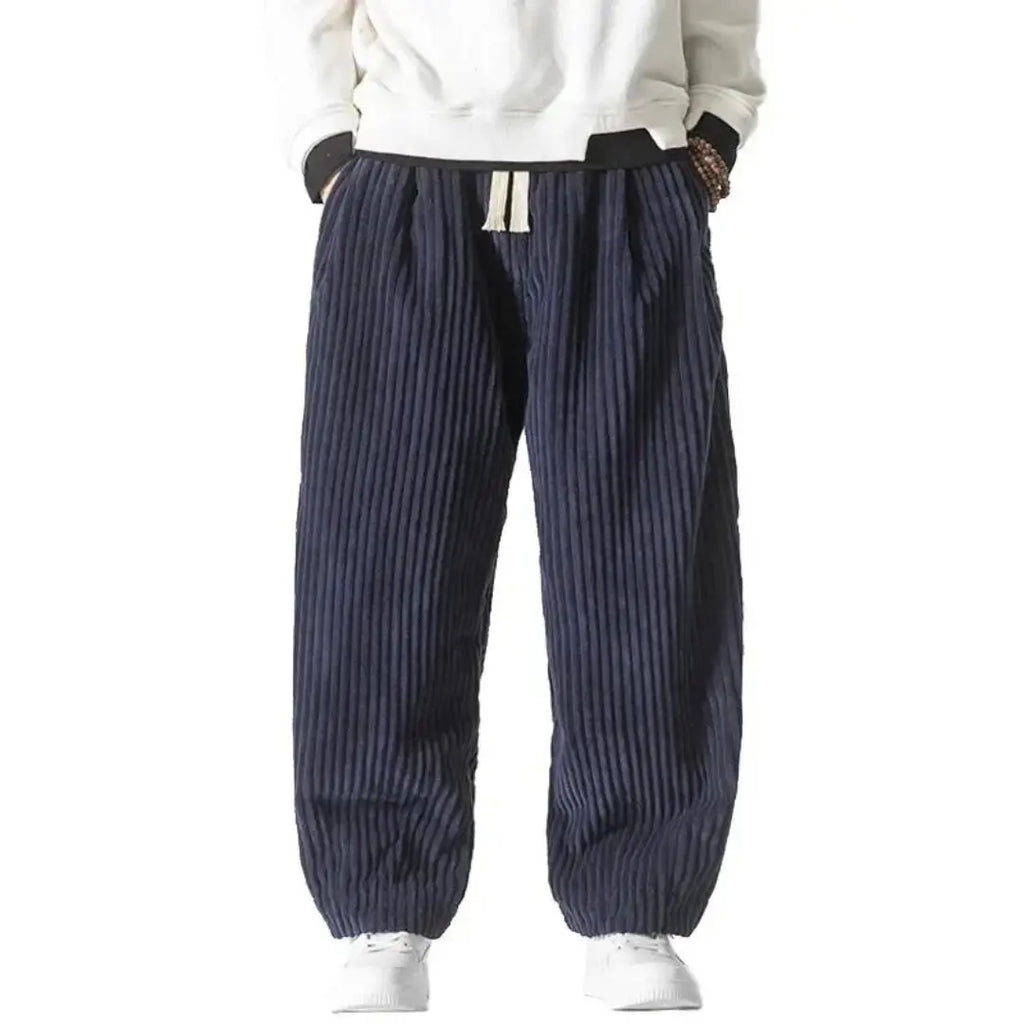 Loose Fit Corduroy Pants for Comfort and Style Navy Blue