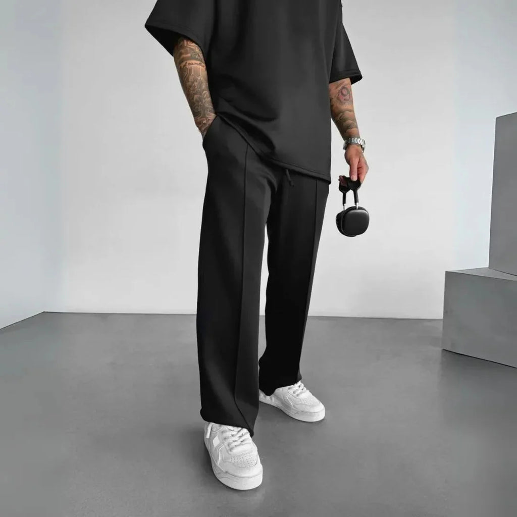 Straight-Leg Casual Pants for Everyday Comfort Black