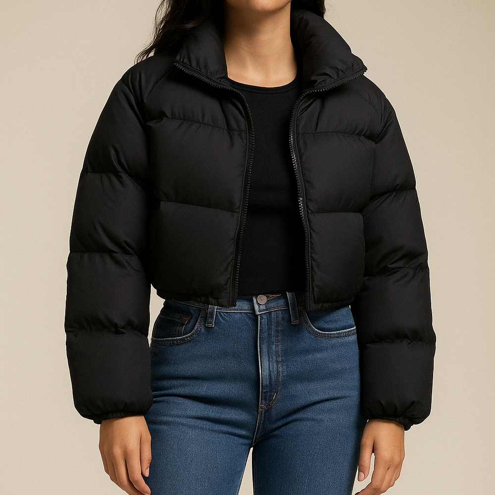 Jeanette Cropped Down Jacket Black
