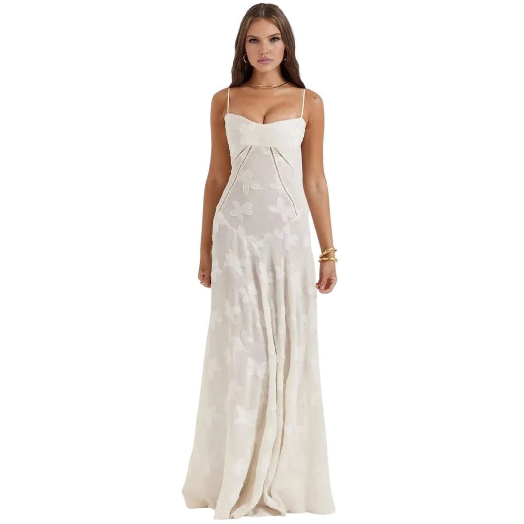 Jennifer | Women's Sleeveless Flowy Maxi Evening Dress White
