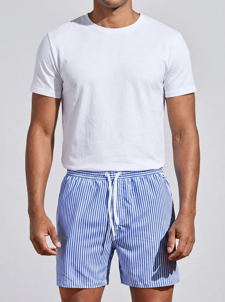 George | Men's Striped Elastic Waist Beach Shorts