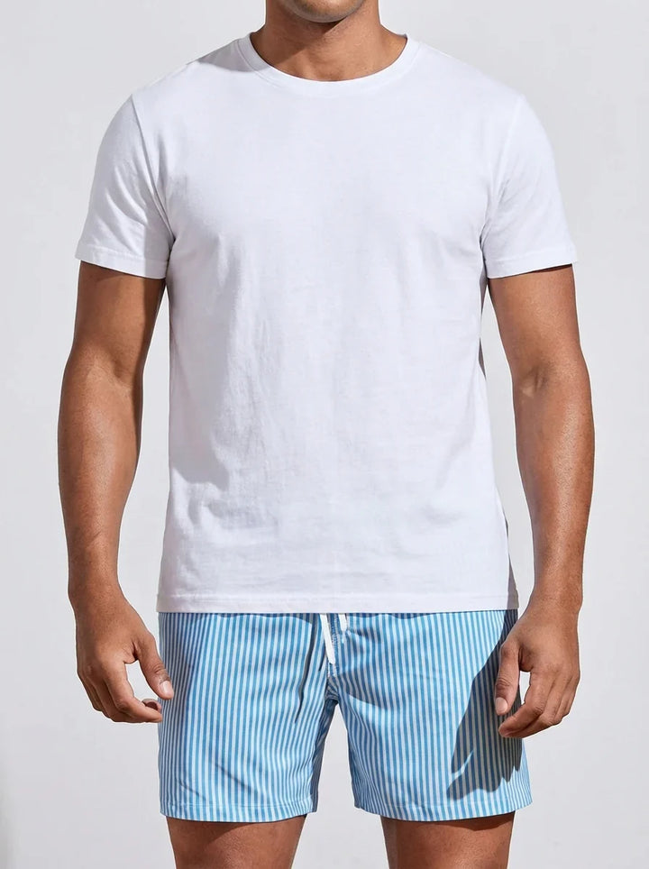 George | Men's Striped Elastic Waist Beach Shorts