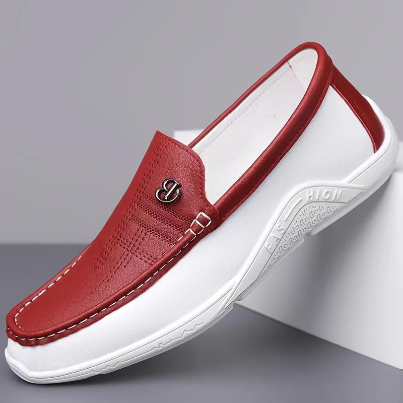 John | Men's Slip-On Loafers with Contrast Panel-MODAUTLET