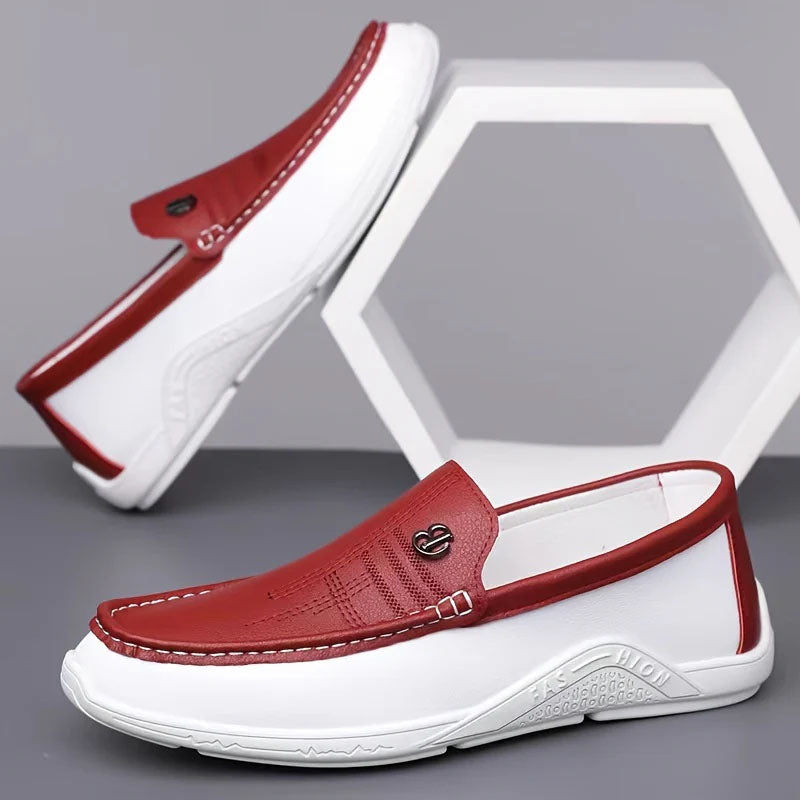 John | Men's Slip-On Loafers with Contrast Panel-MODAUTLET