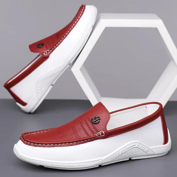 John | Men's Slip-On Loafers with Contrast Panel-MODAUTLET