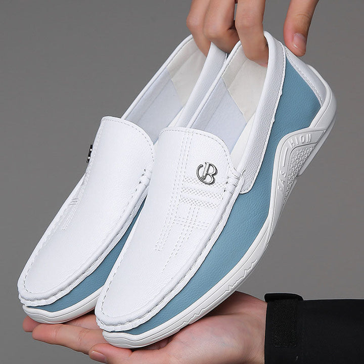 John | Men's Slip-On Loafers with Contrast Panel-MODAUTLET