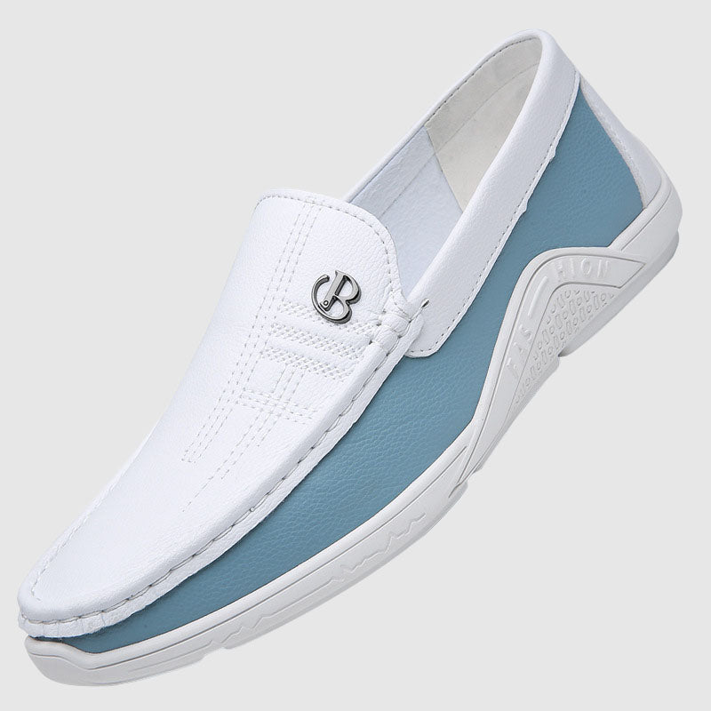 John | Men's Slip-On Loafers with Contrast Panel-MODAUTLET
