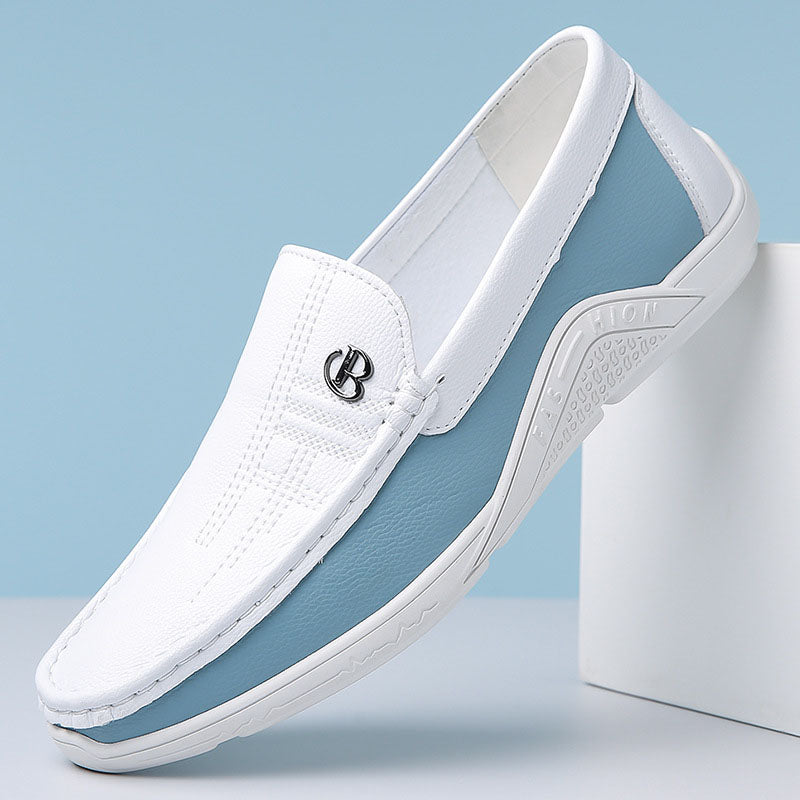 John | Men's Slip-On Loafers with Contrast Panel-MODAUTLET