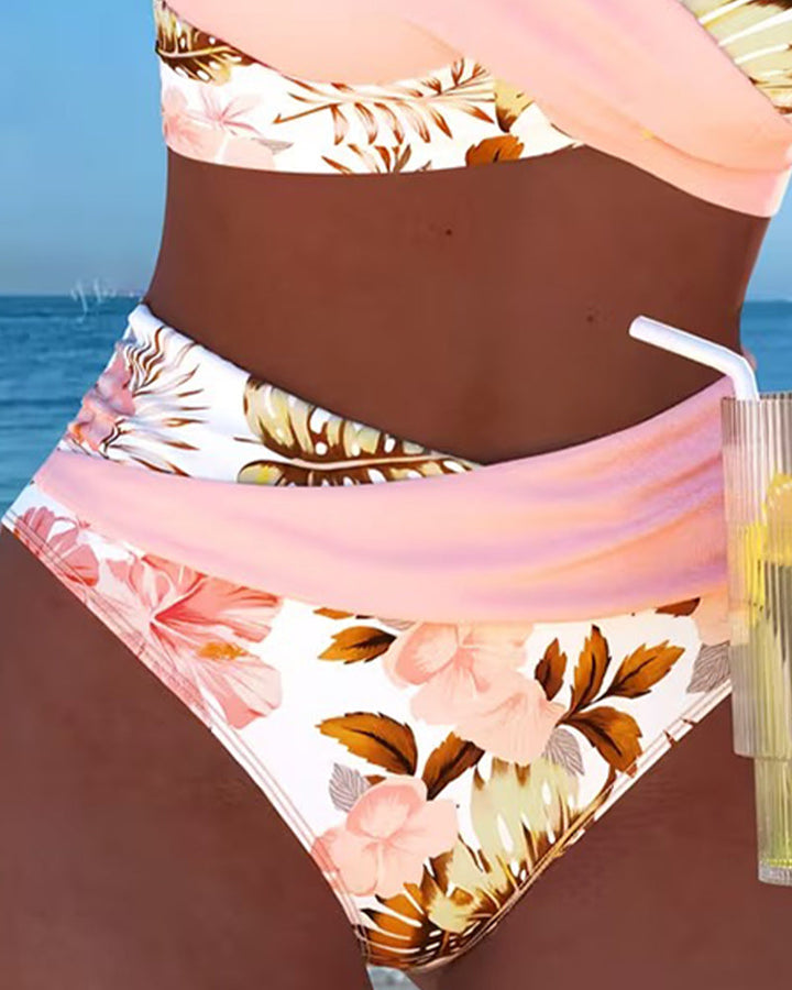 Jolina | Women's Floral Contrast Split Swimwear-MODAUTLET
