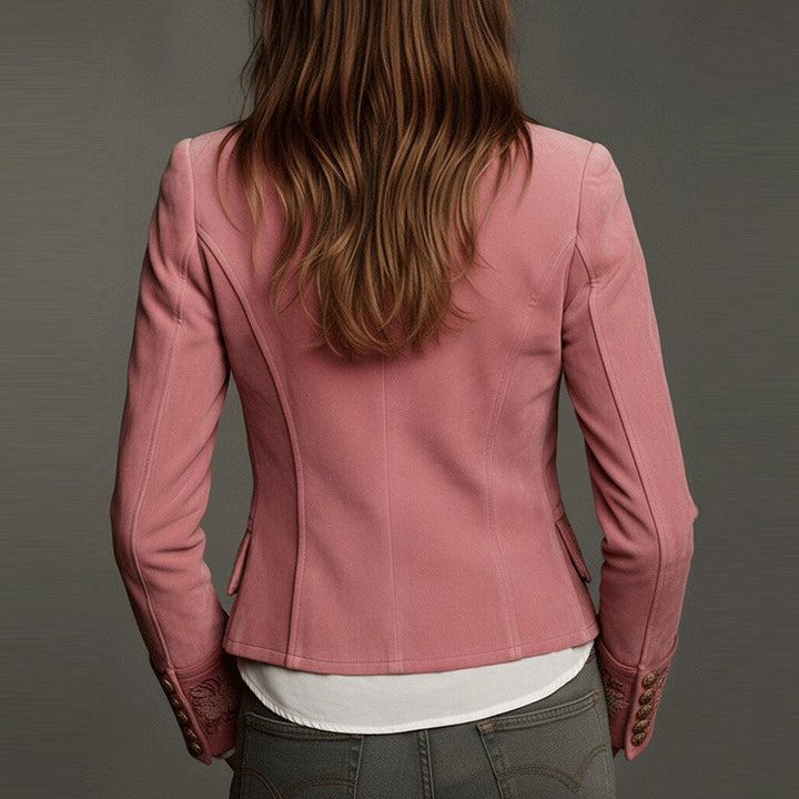 Chaqueta de ante bordada cruzada para mujer