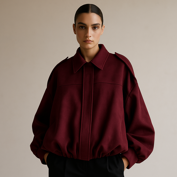 Josephine Stylish Bomber Jacket Burgundy