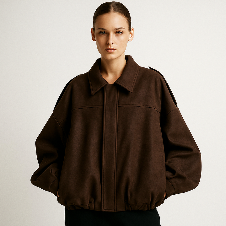 Josephine Stylish Bomber Jacket Dark Brown