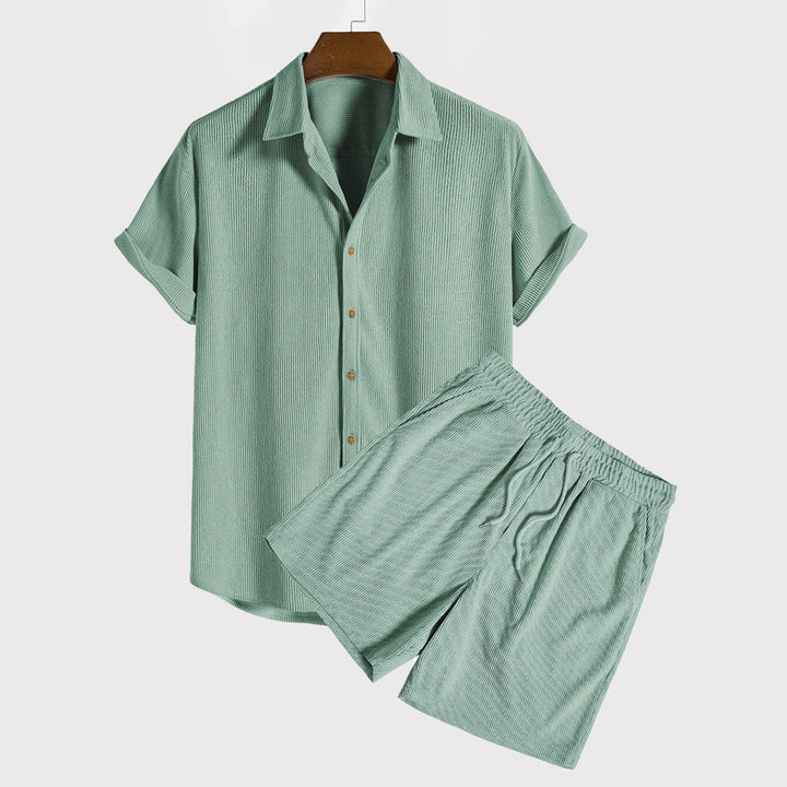 Justin | Men's Textured Shirt and Shorts Set-MODAUTLET