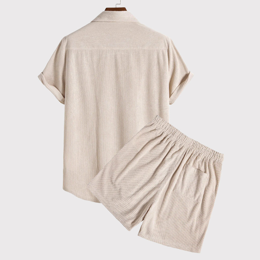 Justin | Men's Textured Shirt and Shorts Set-MODAUTLET