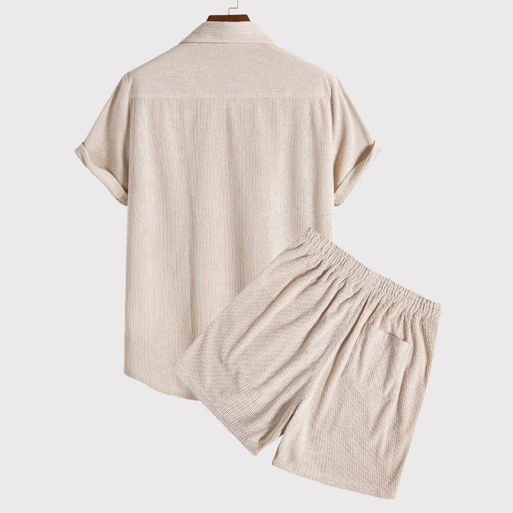 Justin | Men's Textured Shirt and Shorts Set-MODAUTLET
