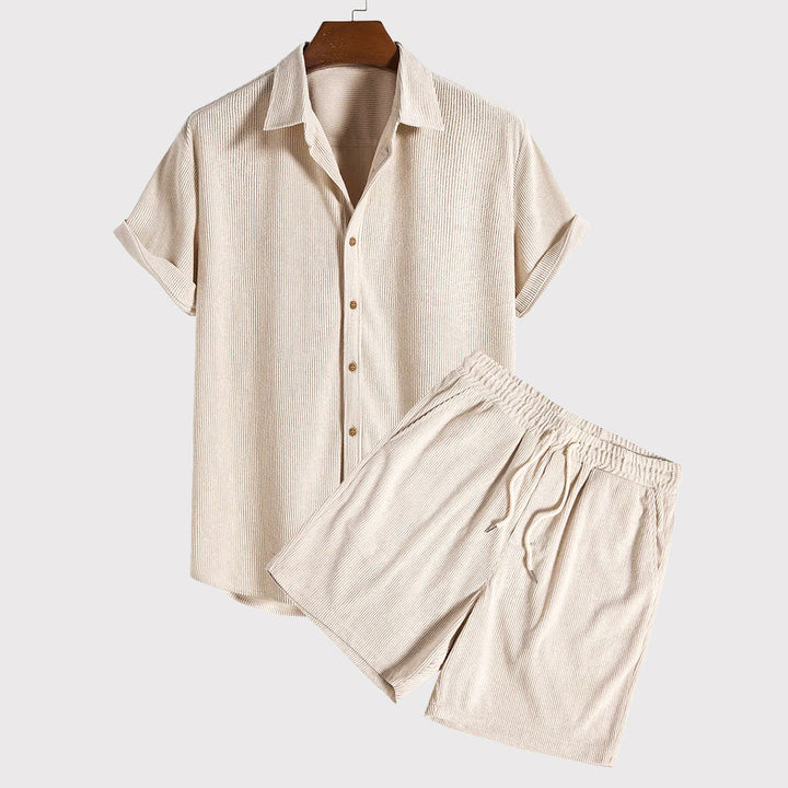 Justin | Men's Textured Shirt and Shorts Set-MODAUTLET