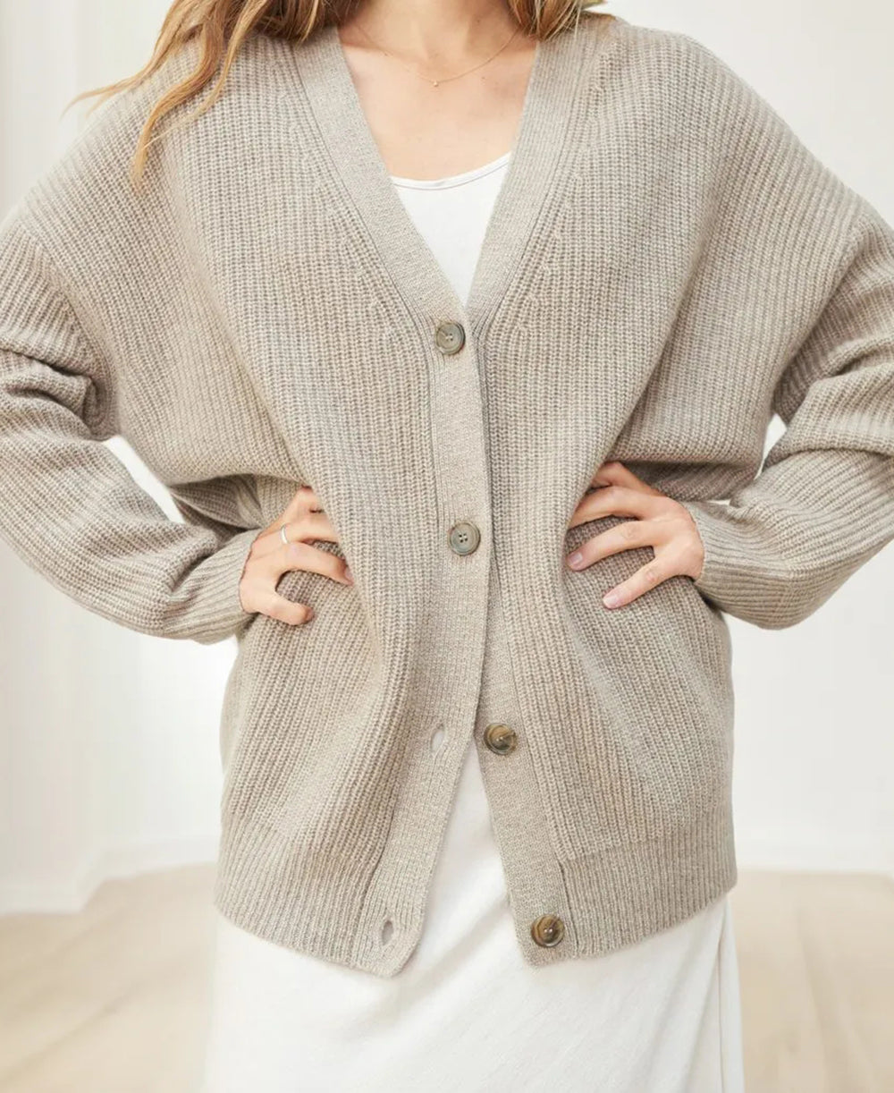 Women's Oversized Ribbed Button Front Cardigan – Cozy & Casual
