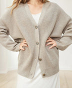 Women's Oversized Ribbed Button Front Cardigan – Cozy & Casual