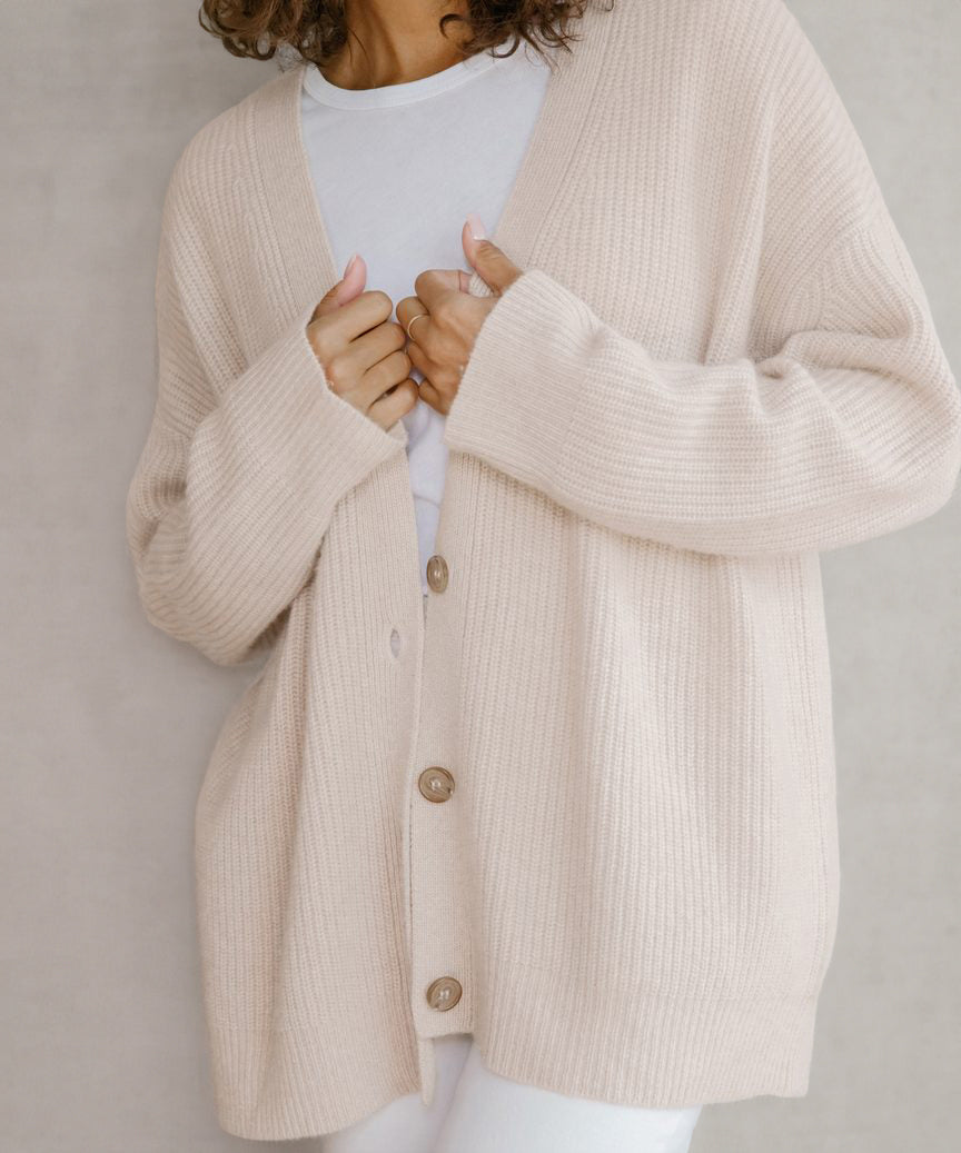 Women's Oversized Ribbed Button Front Cardigan – Cozy & Casual