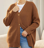 Women's Oversized Ribbed Button Front Cardigan – Cozy & Casual
