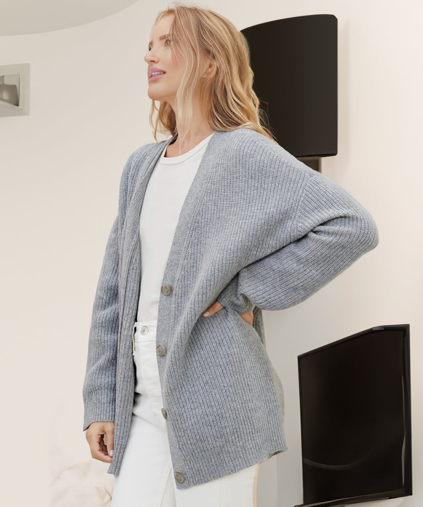 Women's Oversized Ribbed Button Front Cardigan – Cozy & Casual