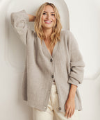 Women's Oversized Ribbed Button Front Cardigan – Cozy & Casual Beige