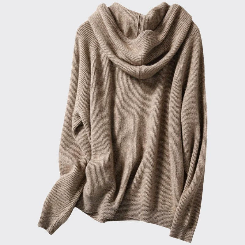 Women's Cashmere Blend Ribbed Hoodie
