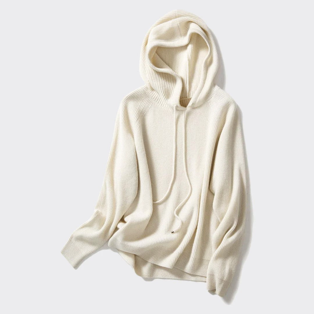 Women's Cashmere Blend Ribbed Hoodie