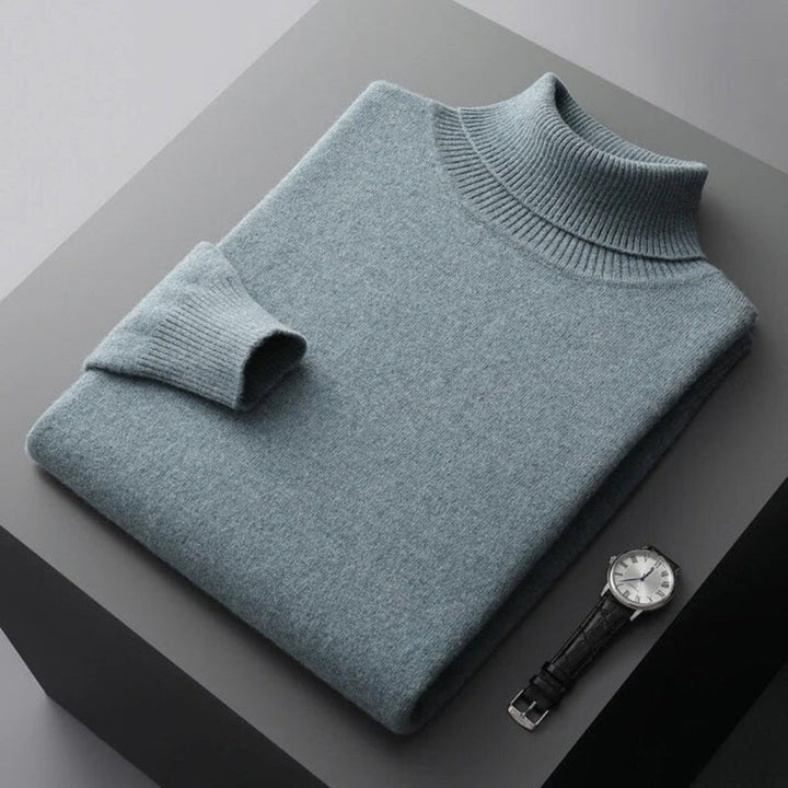 Men's Long Sleeve Relaxed Fit Turtleneck Sweater Green