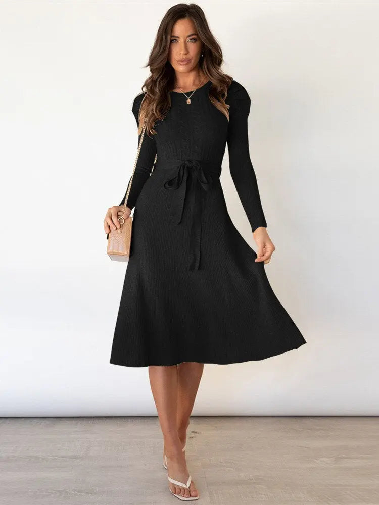 Women's Cozy Chic Knitted Midi Dress-MODAUTLET