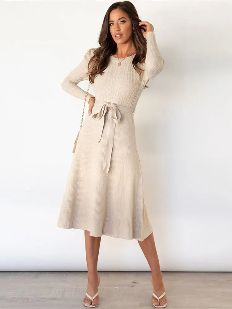 Women's Cozy Chic Knitted Midi Dress-MODAUTLET