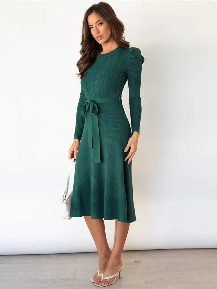 Women's Cozy Chic Knitted Midi Dress