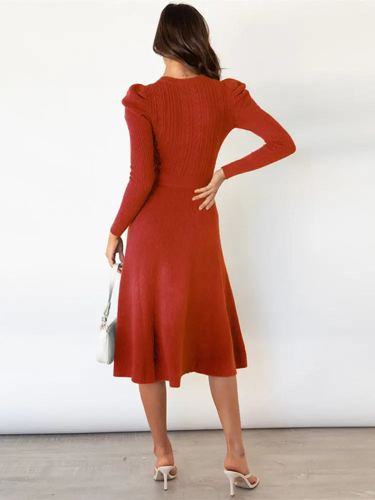 Women's Cozy Chic Knitted Midi Dress-MODAUTLET