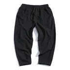 Men's High-Waisted Linen Cropped Pants - Breathable Summer Comfort