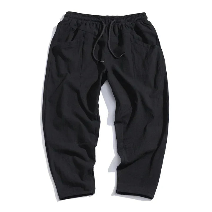 Men's High-Waisted Linen Cropped Pants - Breathable Summer Comfort-MODAUTLET