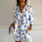 Women's Vintage Floral Blouse Light blue