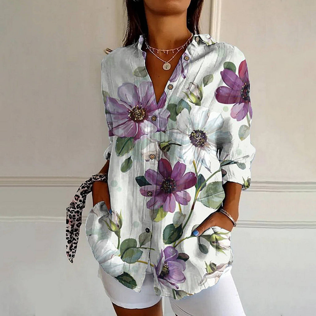 Women's Vintage Floral Blouse Purple