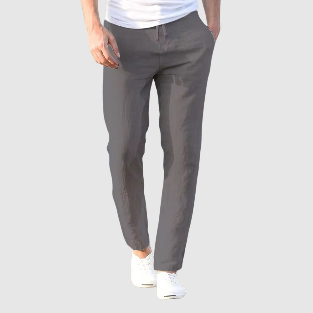 Men's Relaxed Linen Trousers Gray