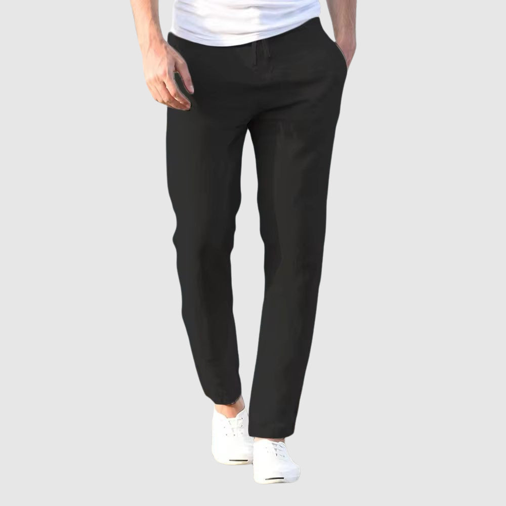 Men's Relaxed Linen Trousers Black