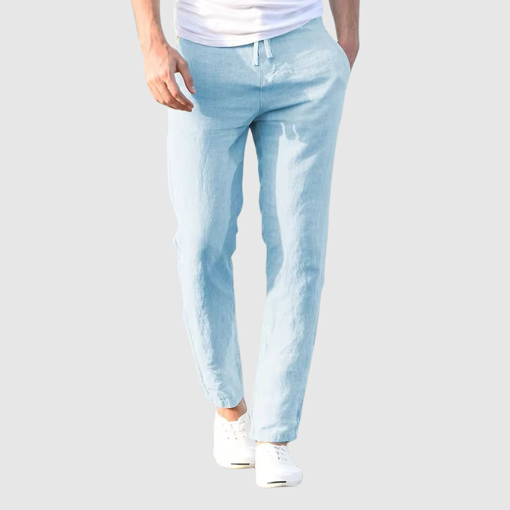 Men's Relaxed Linen Trousers Blue