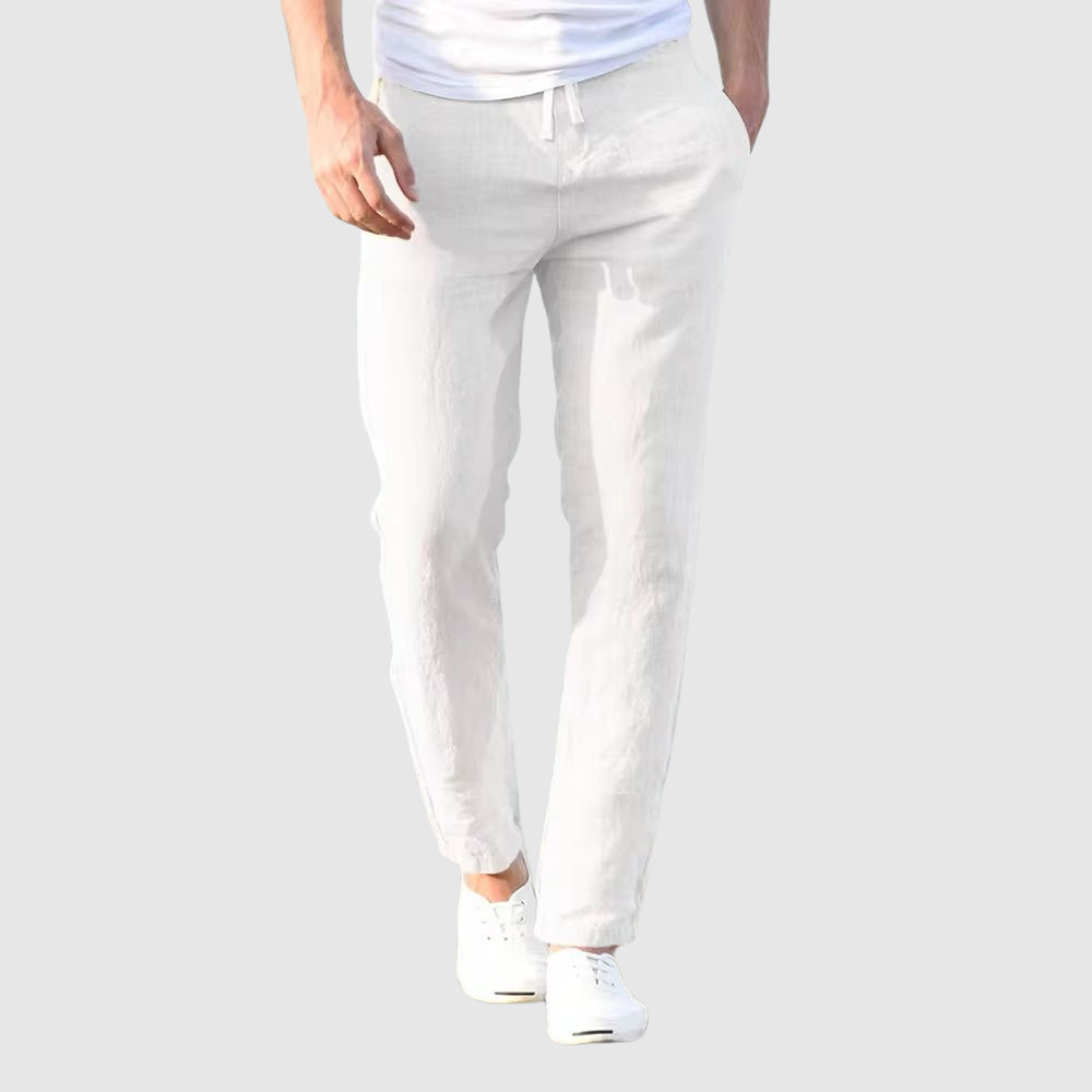 Men's Relaxed Linen Trousers-MODAUTLET