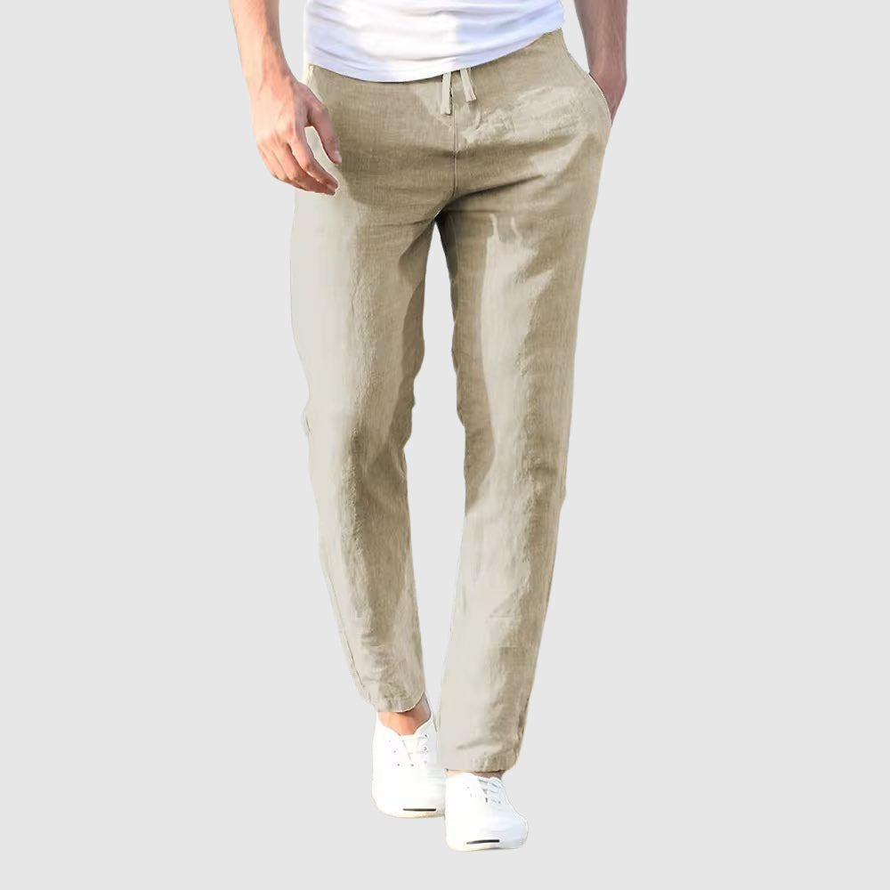 Men's Relaxed Linen Trousers-MODAUTLET
