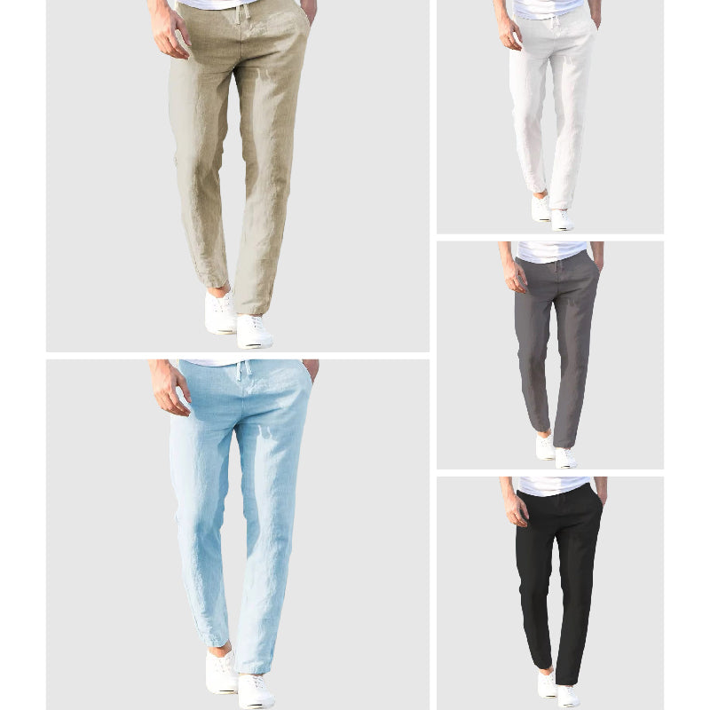Men's Relaxed Linen Trousers-MODAUTLET