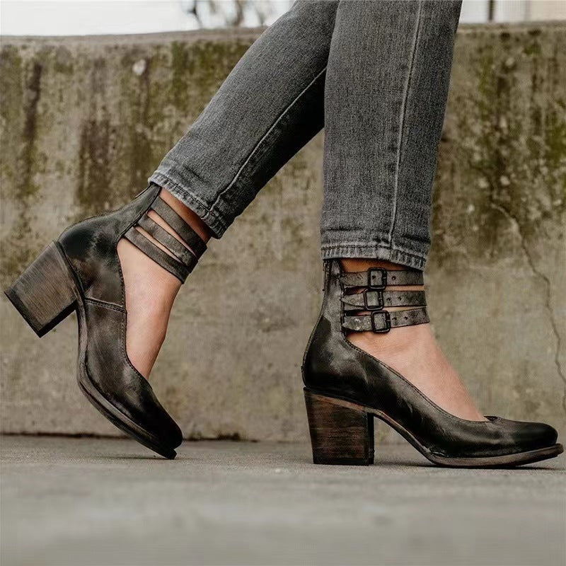 Elegant Belt Buckle Strap Mary Jane Shoes for Women-MODAUTLET