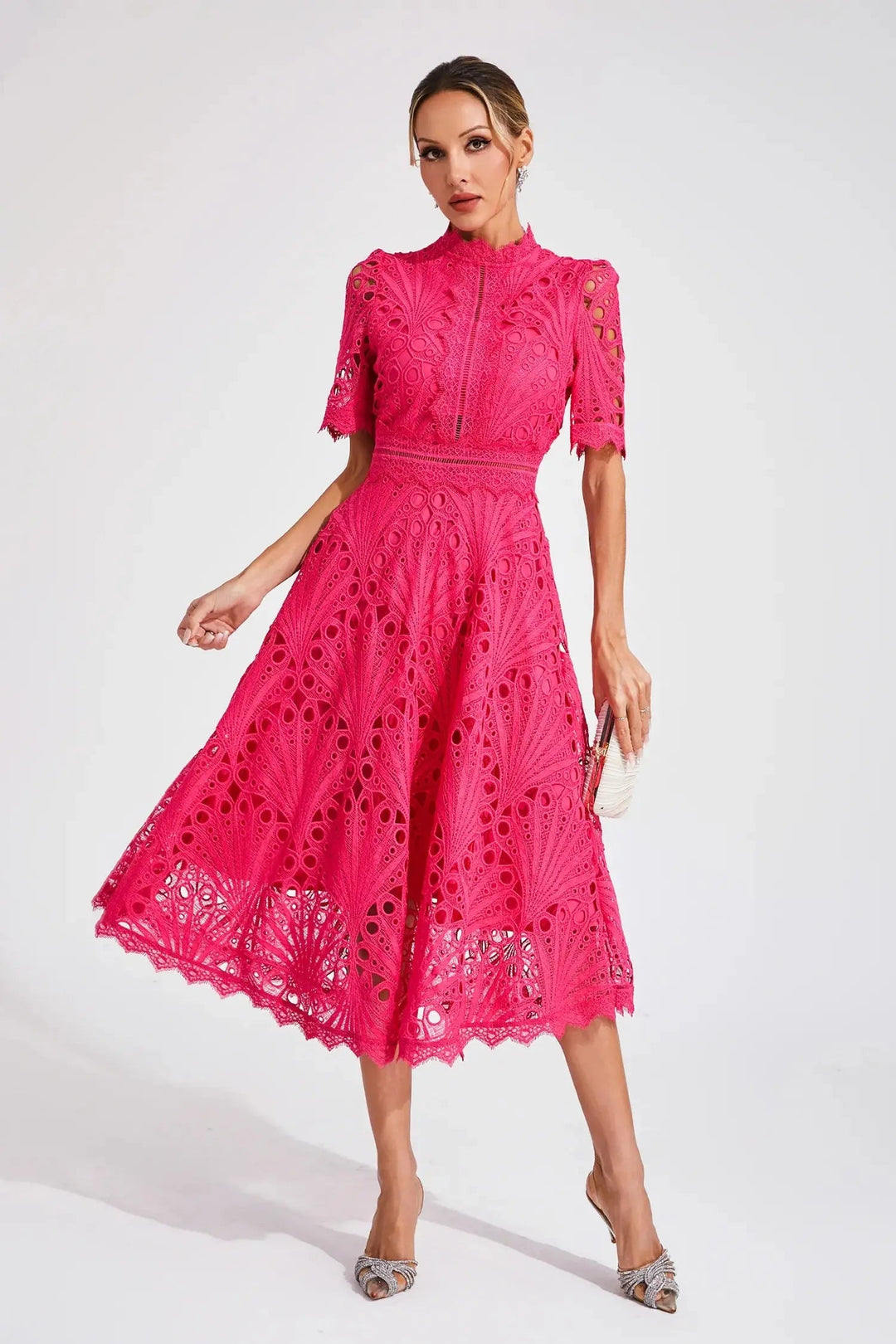 Women's Elegant Lace Midi Dress – Timeless Style-MODAUTLET