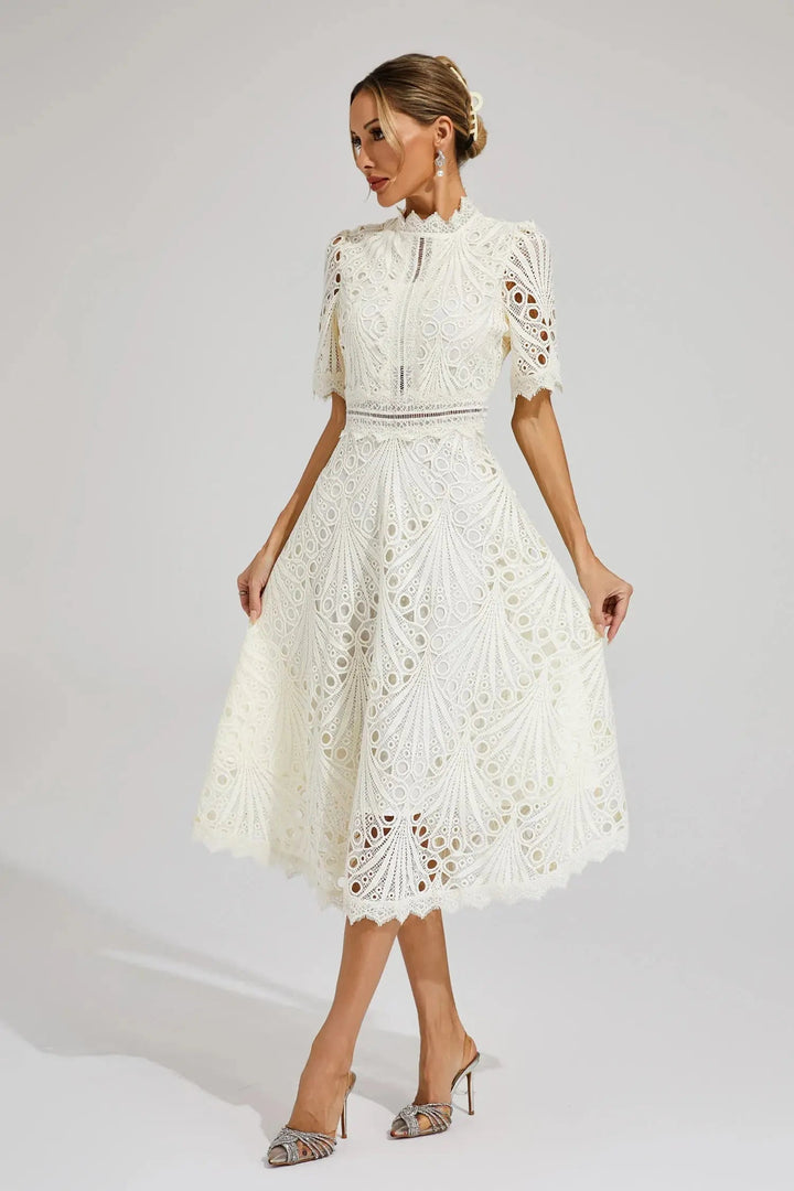 Women's Elegant Lace Midi Dress – Timeless Style-MODAUTLET