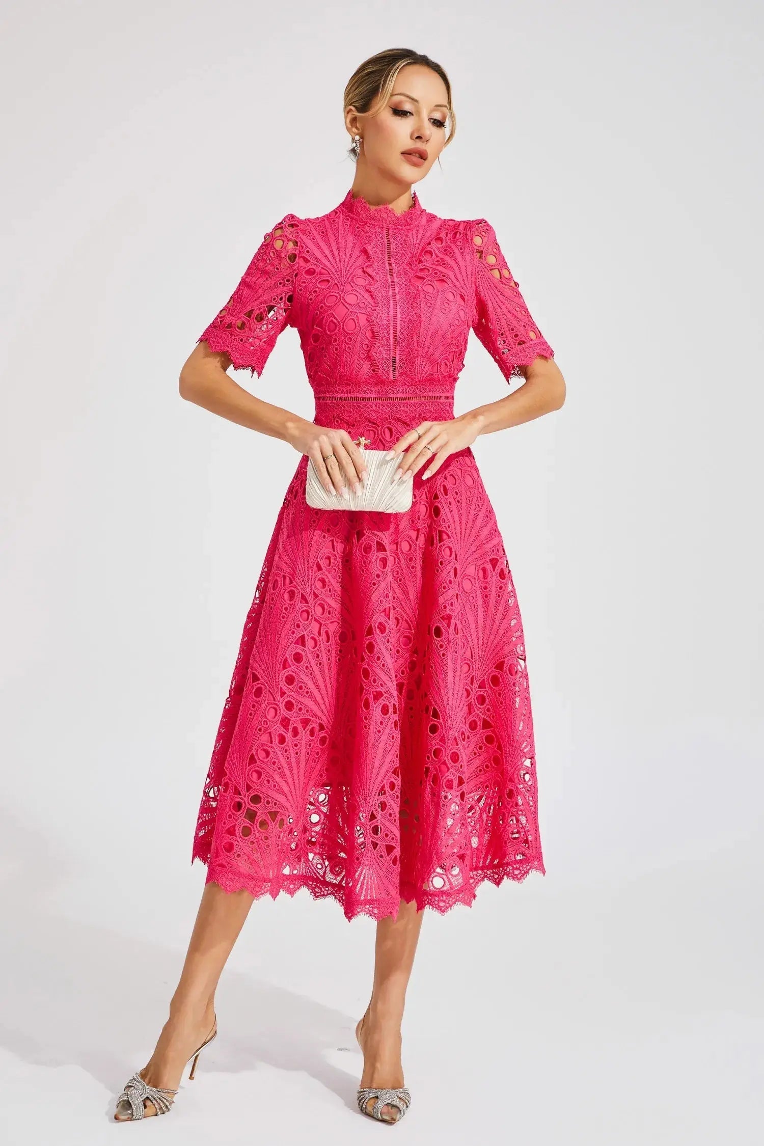 Women's Elegant Lace Midi Dress – Timeless Style
